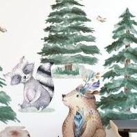Yokodesign Nálepka na stenu - Lesné kráľovstvo - Zvieratká s medveďom Velikost: velká - L 5
