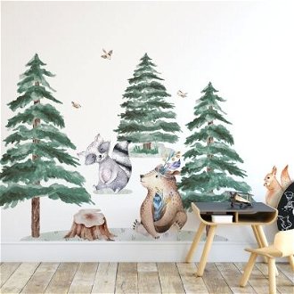 Yokodesign Nálepka na stenu - Lesné kráľovstvo - Zvieratká s medveďom Velikost: velká - L