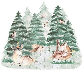 Yokodesign Nálepka na stenu - zvieratká, zaspávanie v lese Velikost: L - veľká