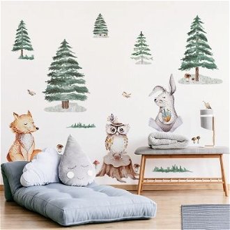 Nálepky na stenu - Lesné kráľovstvo - Zvieratká s líškou veľkosť: maxi - XL 2