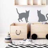 Yokodesign Nástenná samolepka - tieňové obrázky - mačky na lane barva kočky: čierna, barva doplňky: sivá 8