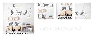 Nástenná samolepka - tieňové obrázky - mačky na lane farba mačky: mätová, farba doplnky: mätová 1