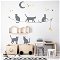 Yokodesign Nástenná samolepka - tieňové obrázky - mačky na lane barva kočky: mätová, barva doplňky: sv. modrá