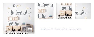 Nástenná samolepka - tieňové obrázky - mačky na lane farba mačky: ružová, farba doplnky: sivá 1