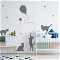 Yokodesign Nástenná samolepka - tieňové obrázky - mačky s balónmi barva kočky: mätová, barva doplňky: čierna