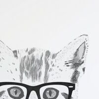 Samolepka na stenu - mačka s okuliarmi veľkosť: L, farba okuliarov: čierna 7