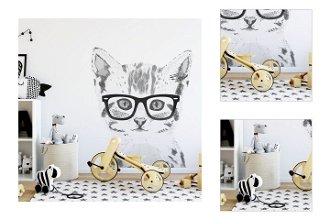 Samolepka na stenu - mačka s okuliarmi veľkosť: L, farba okuliarov: čierna 3