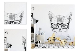 Samolepka na stenu - mačka s okuliarmi veľkosť: L, farba okuliarov: čierna 4