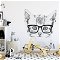 Samolepka na stenu - mačka s okuliarmi veľkosť: L, farba okuliarov: čierna