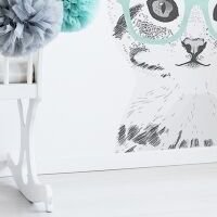 Yokodesign Samolepka na stenu - mačka s okuliarmi Velikost: L, Barva brýlí: mätová 8