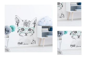 Yokodesign Samolepka na stenu - mačka s okuliarmi Velikost: L, Barva brýlí: mätová 3