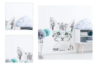 Yokodesign Samolepka na stenu - mačka s okuliarmi Velikost: L, Barva brýlí: mätová 4