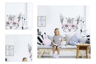 Samolepka na stenu - mačka s okuliarmi veľkosť: L, farba okuliarov: ružová 4