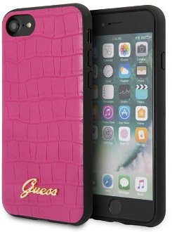 Zadný kryt Guess Croco pre iPhone SE/8/7, ružový