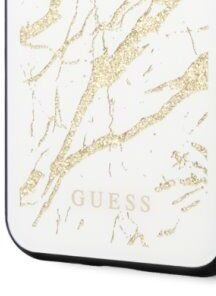 Zadný kryt Guess Glitter Marble pre iPhone SE/8/7, bielo-zlatý 8