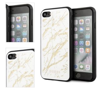 Zadný kryt Guess Glitter Marble pre iPhone SE/8/7, bielo-zlatý 4