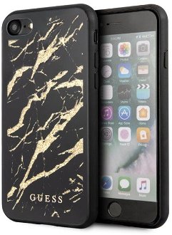 Zadný kryt Guess Glitter Marble pre iPhone SE/8/7, čierno-zlatý 2