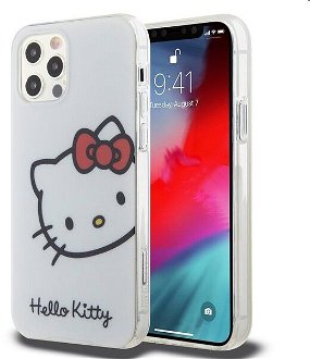 Zadný kryt Hello Kitty IML Head Logo pre Apple iPhone 12/12 Pro, biele