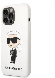 Zadný kryt Karl Lagerfeld Liquid Silicone Ikonik NFT pre Apple iPhone 13 Pro Max, biele
