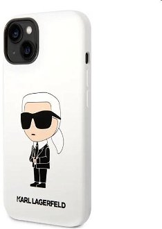 Zadný kryt Karl Lagerfeld Liquid Silicone Ikonik NFT pre Apple iPhone 14, biele