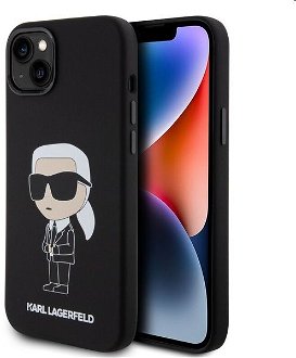 Zadný kryt Karl Lagerfeld Liquid Silicone Ikonik NFT pre Apple iPhone 15, čierne