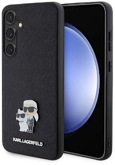 Zadný kryt Karl Lagerfeld PU Saffiano Metal Karl and Choupette pre Samsung Galaxy S24, čierny