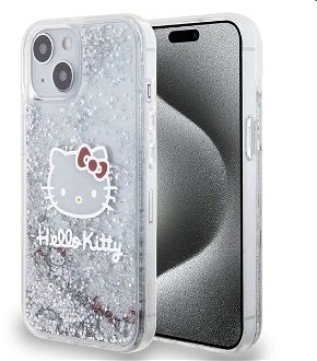 Zadný krytHello Kitty Liquid Glitter Electroplating Head Logo pre Apple iPhone 13, transparentné
