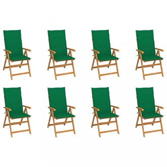 Záhradná polohovacie stolička 8 ks akácie / látka Dekorhome Tmavo zelená,Záhradná polohovacie stolička 8 ks akácie / látka Dekorhome Tmavo zelená