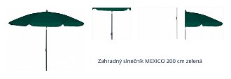 Zahradný slnečník MEXICO 200 cm zelený 1