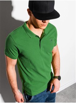 Zelené pánske basic polo tričko Ombre Clothing